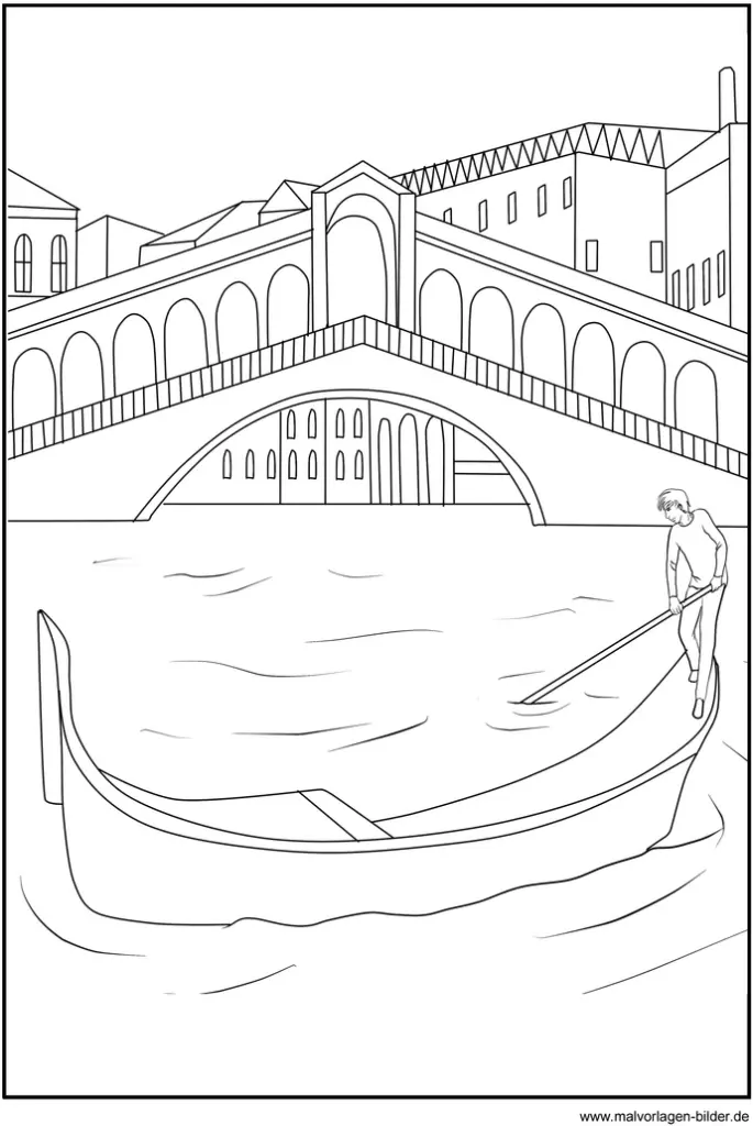 boot-unter-bruecke-in-venedig-ausmalbild