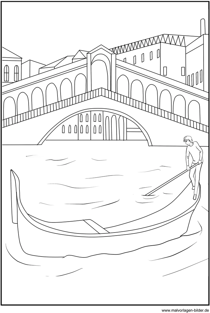 boot-unter-bruecke-in-venedig-ausmalbild