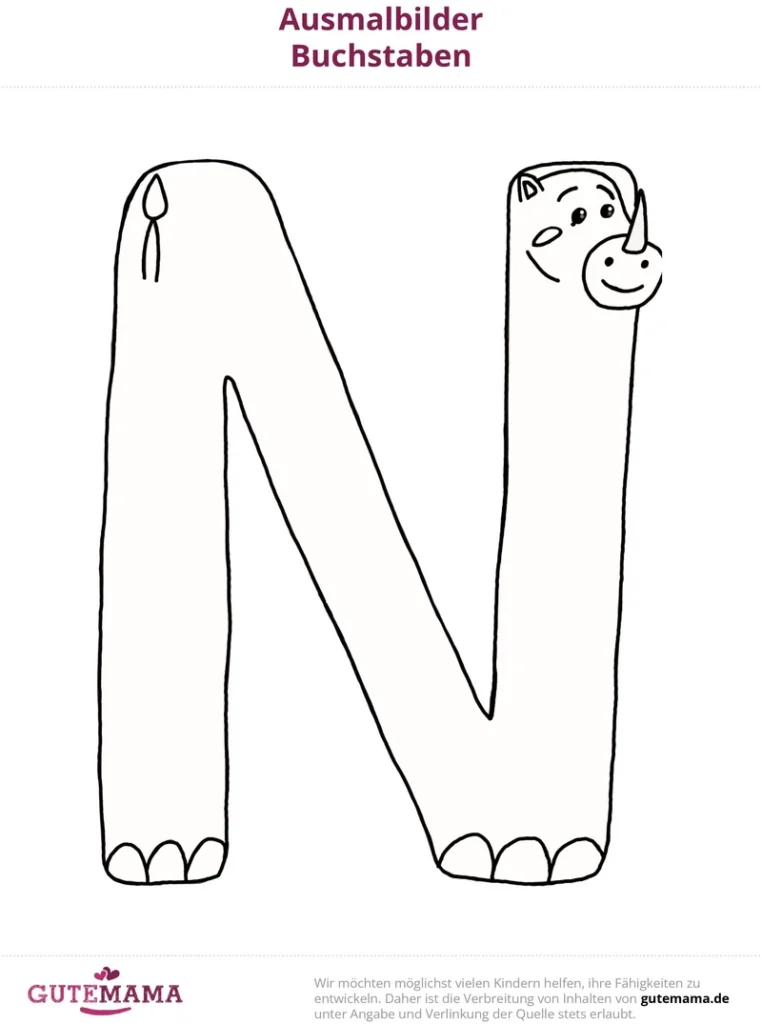buchstaben-n-einhorn-malvorlage