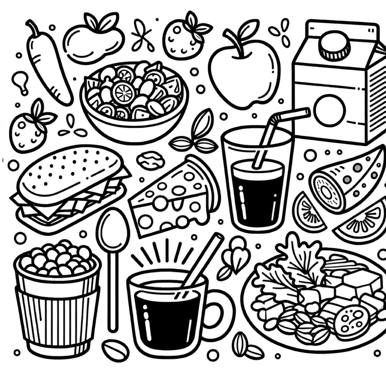 bunte-malvorlage-lebensmittel-zum-ausmalen