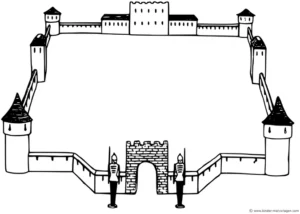 burg-ringmauer-und-wachen-zum-ausmalen