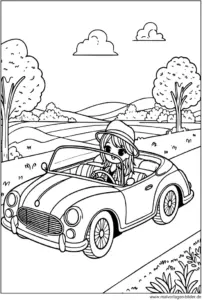 cabrio-auto-ausmalvorlage-im-gruenen