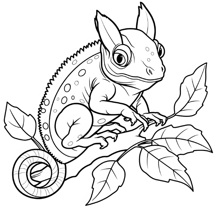 chameleon-auf-ast-mit-blaettern