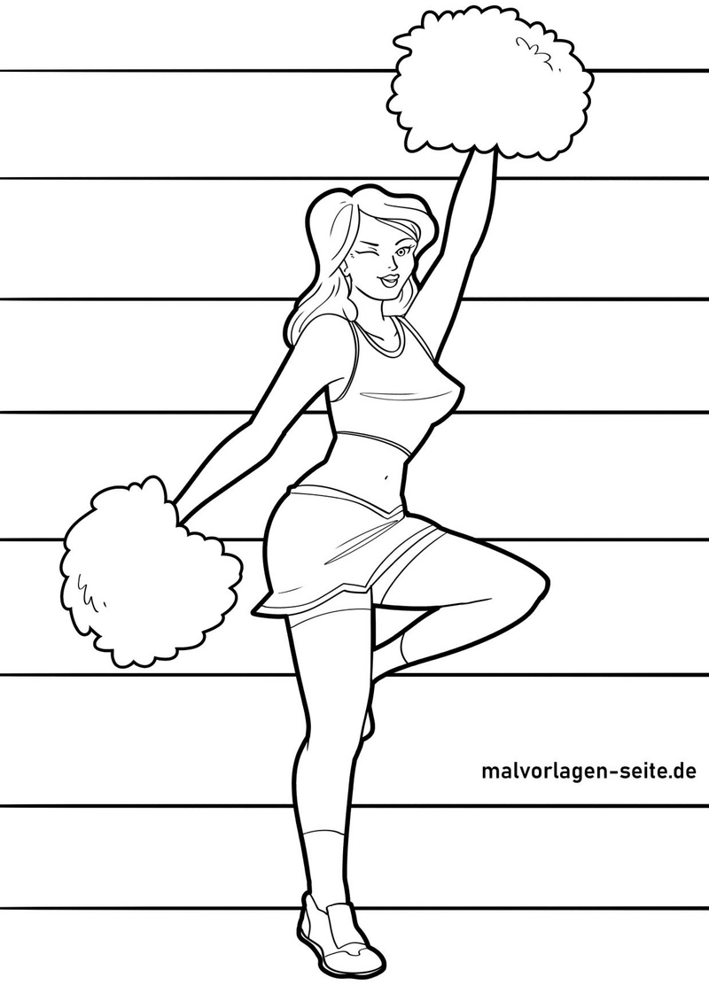 cheerleaderin-mit-pompon-ausmalvorlage