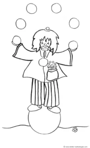 clown-auf-ball-ausmalvorlage