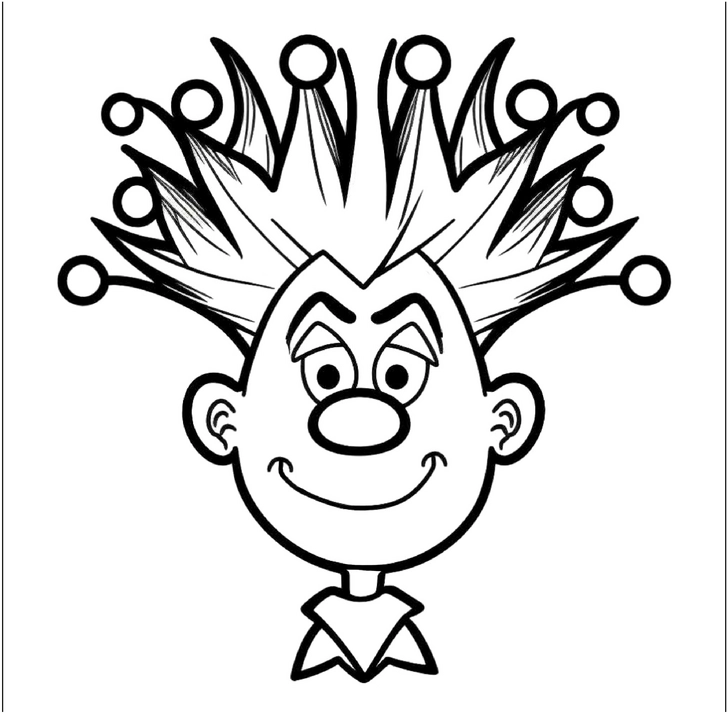 clown-mit-ausgefallenem-haar-und-laecheln