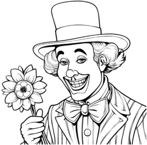 clown-mit-blume-ausmalvorlage