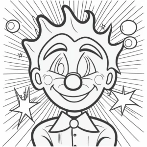 clown-mit-bunten-haaren-und-sternen