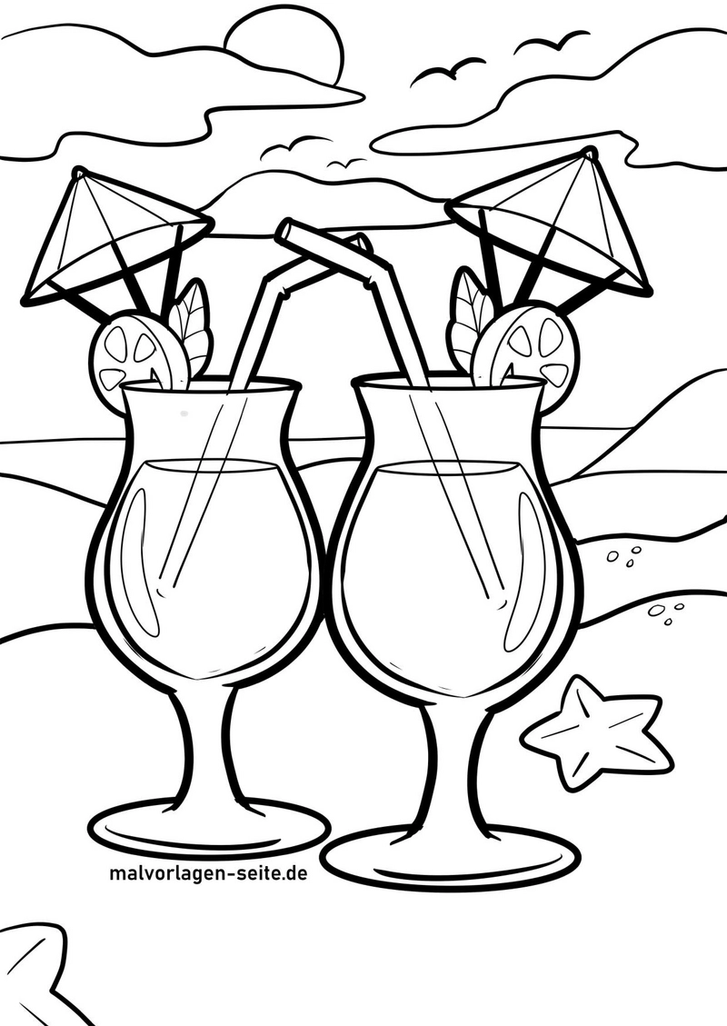 cocktails-am-strand-ausmalvorlage