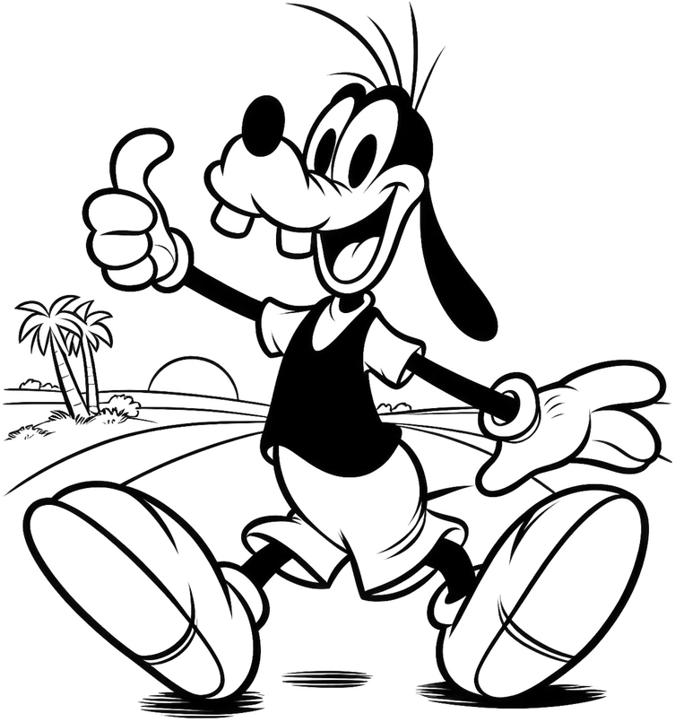 comic-charakter-palmenszene-ausmalvorlage