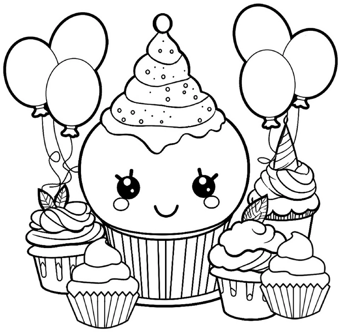 cupcake-mit-ballons-und-feierhueten