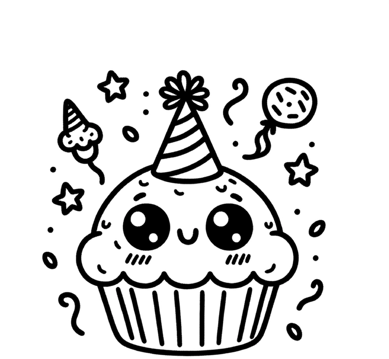 cupcake-mit-partyhut-und-luftballons