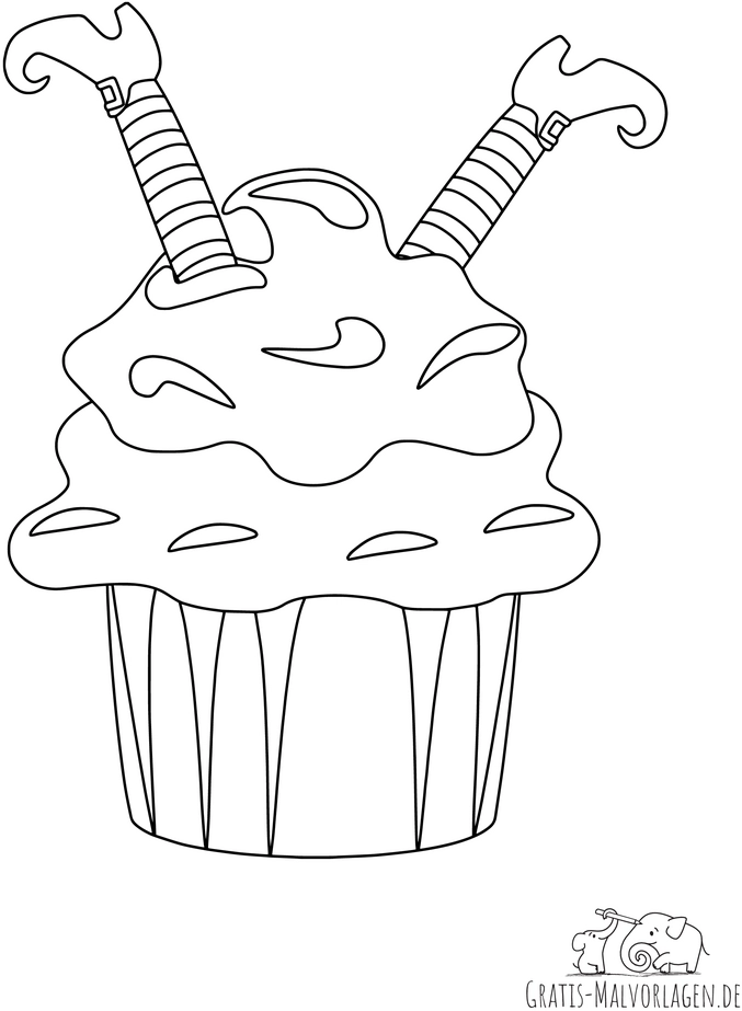 cupcake-mit-zwei-kerzen-ausmalvorlage