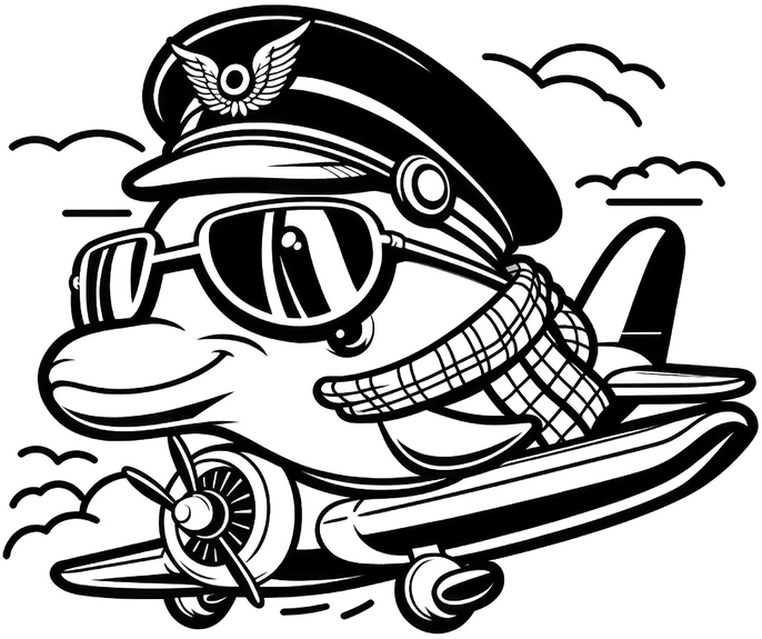 delfin-flugzeugpilot-malvorlage