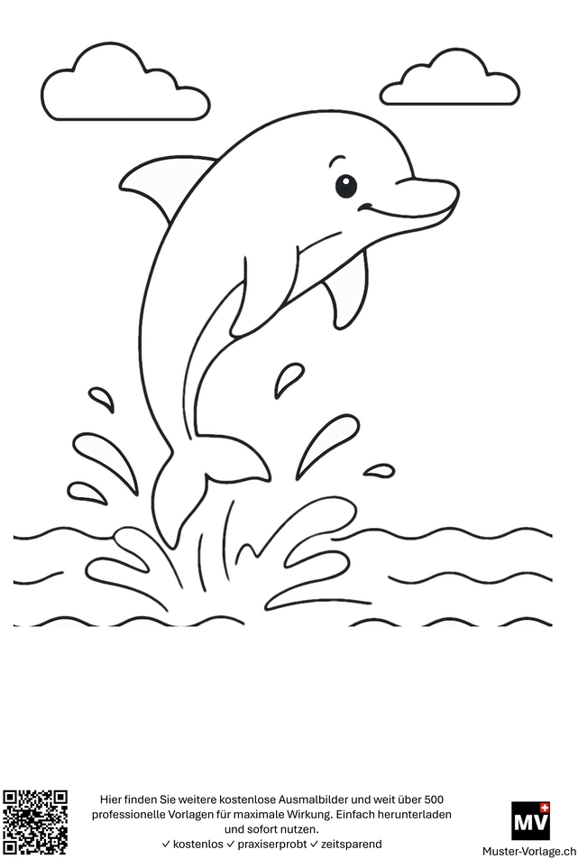 delfin-springt-aus-dem-wasser-malvorlage