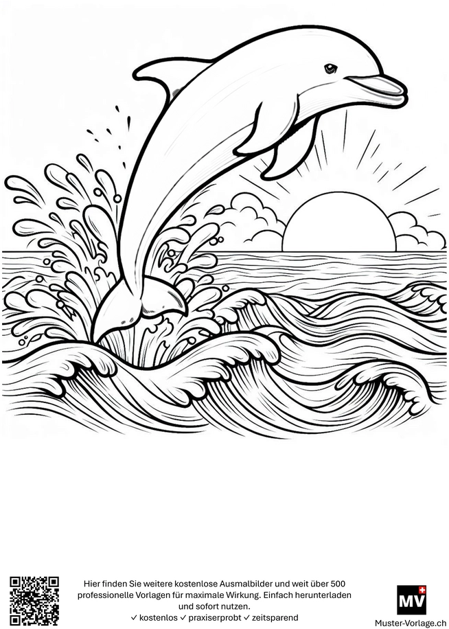 delfin-springt-aus-dem-wasser-malvorlage