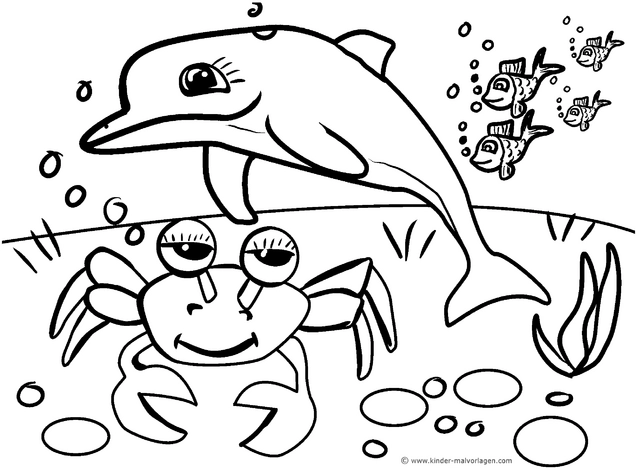 delfin-und-krebs-ausmalvorlage
