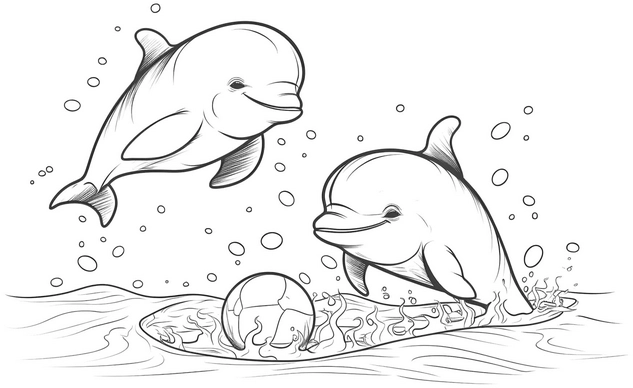 delfine-beim-spielen-im-wasser-malen