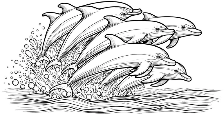 delfine-springen-ausmalvorlage