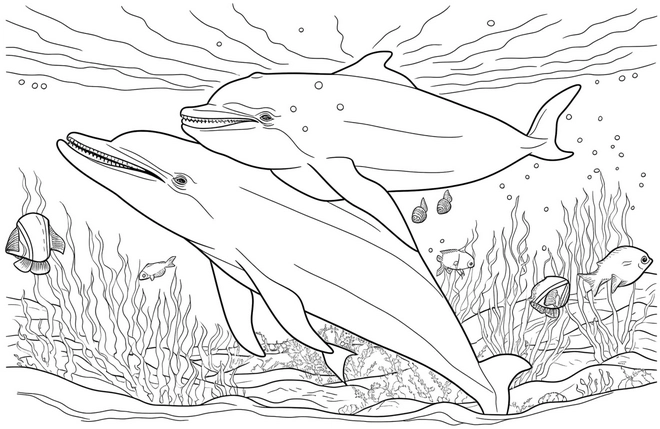 delfine-unterwasserwelt-ausmalvorlage
