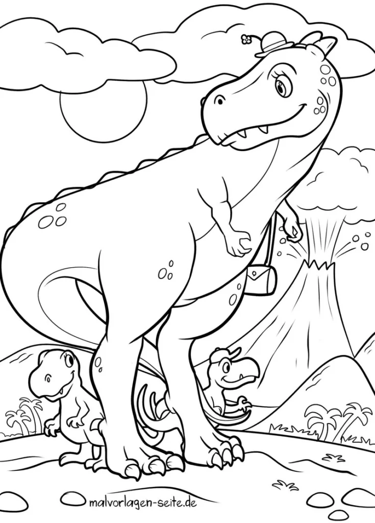 dinosaurier-abenteuer-froehliche-dinos-vulkanlandschaft