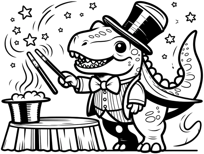 dinosaurier-als-zauberer-fuer-kinder-ausmalvorlage