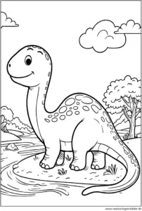 dinosaurier-am-fluss-ausmalbild