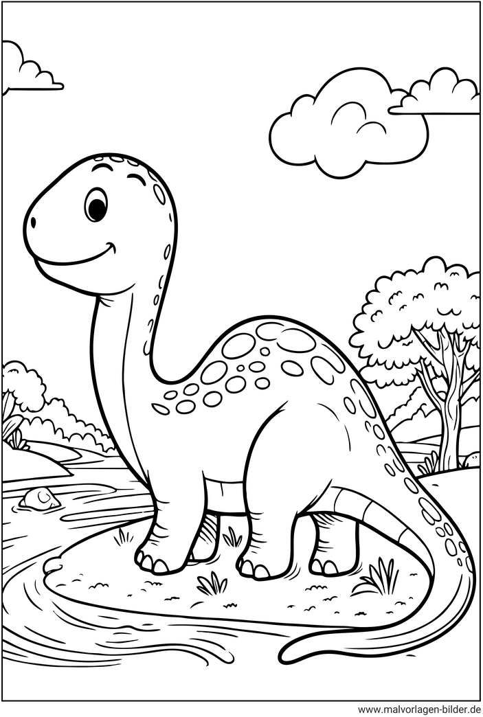 dinosaurier-am-fluss-ausmalbild