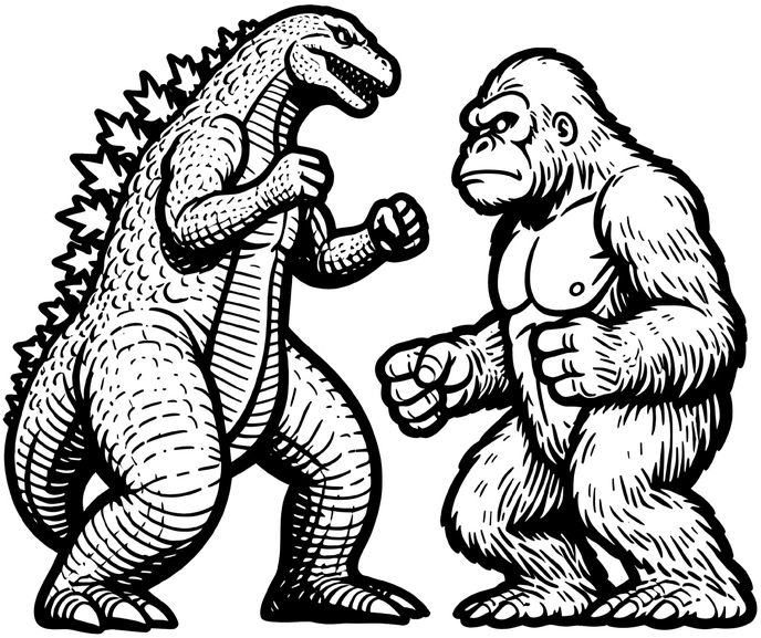 dinosaurier-gorilla-ausmalbild-vorlage