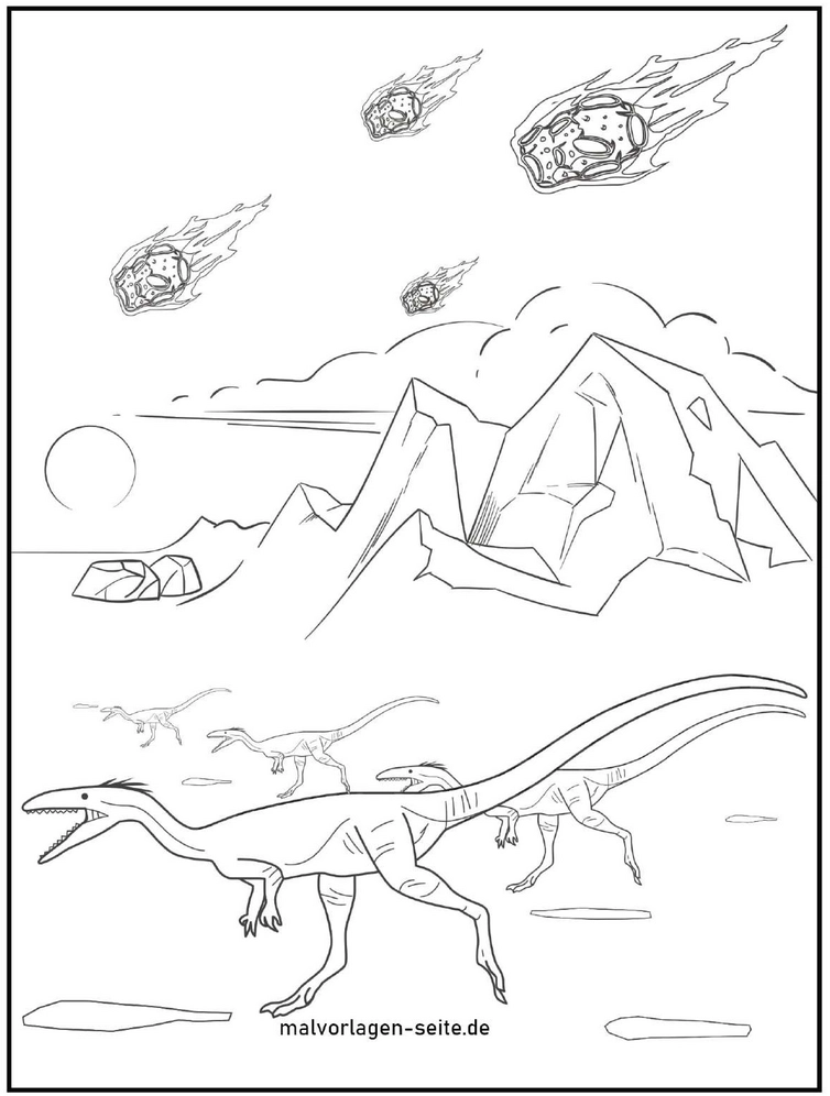 dinosaurier-in-der-landschaft-mit-meteoren