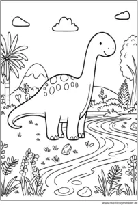 dinosaurier-in-der-urzeit-malvorlage