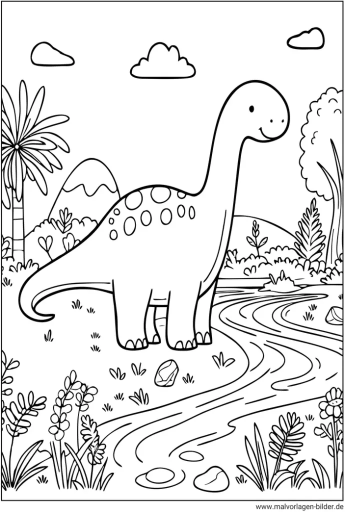 dinosaurier-in-der-urzeit-malvorlage