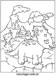 dinosaurier-in-vulkanlandschaft