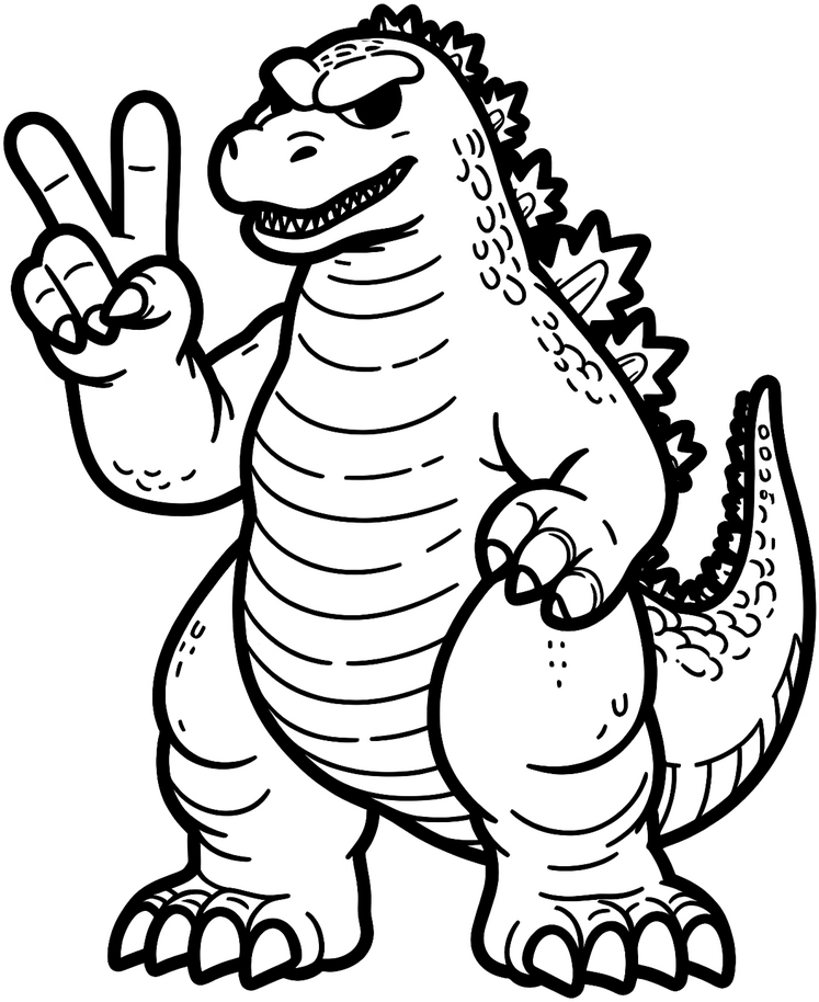 dinosaurier-mit-peace-zeichen-ausmalvorlage