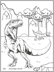 dinosaurier-t-rex-und-kleine-reptilien-in-abenteuerlandschaft