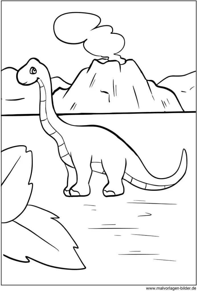 dinosaurier-vulkan-ausmalbild
