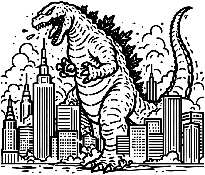 dinosaurier-zwischen-wolkenkraetzern-malvorlage