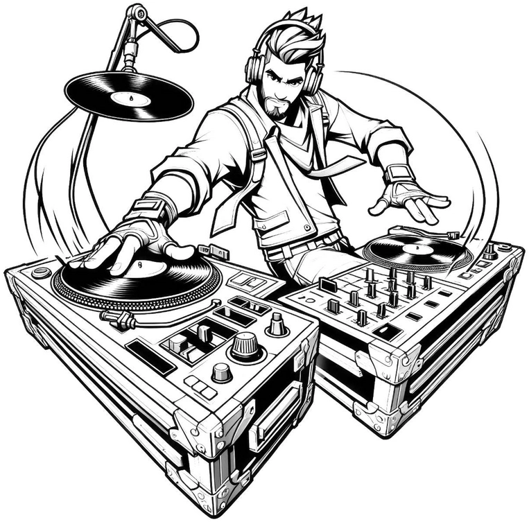 dj-turntables-und-plattenspieler-malvorlage