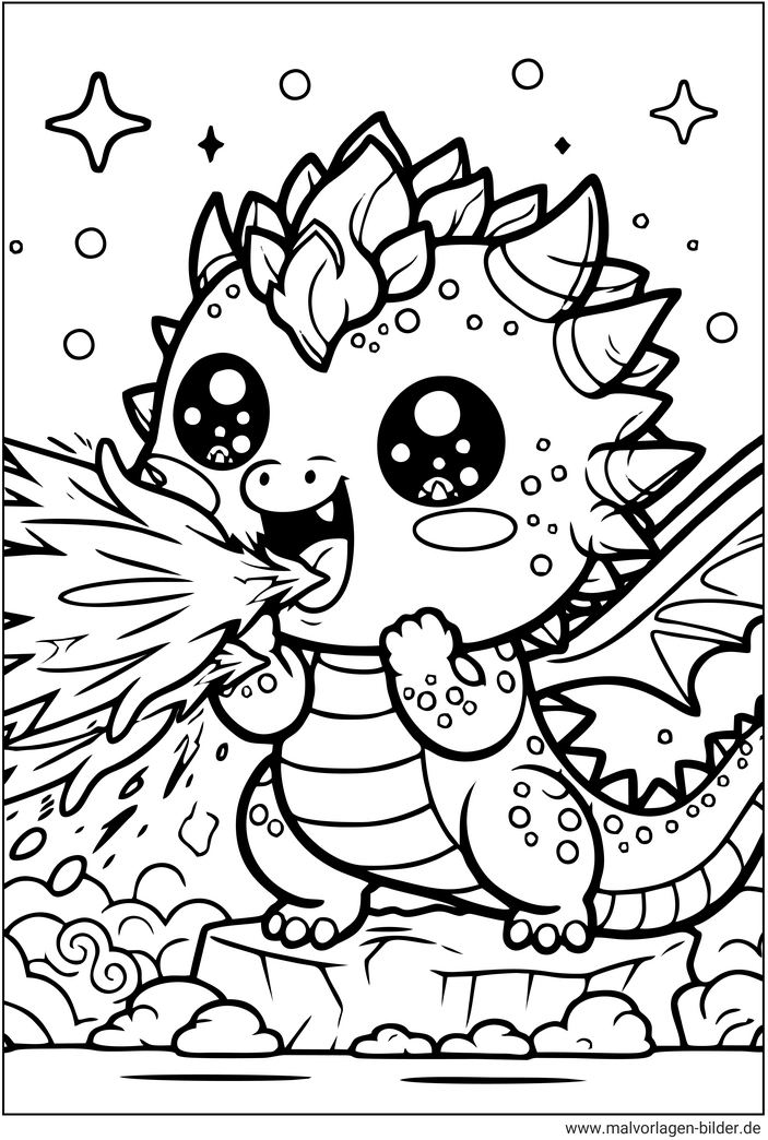 drache-feuer-spuckt-ausmalbild