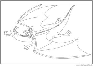 drache-fliegender-junge-ausmalvorlage