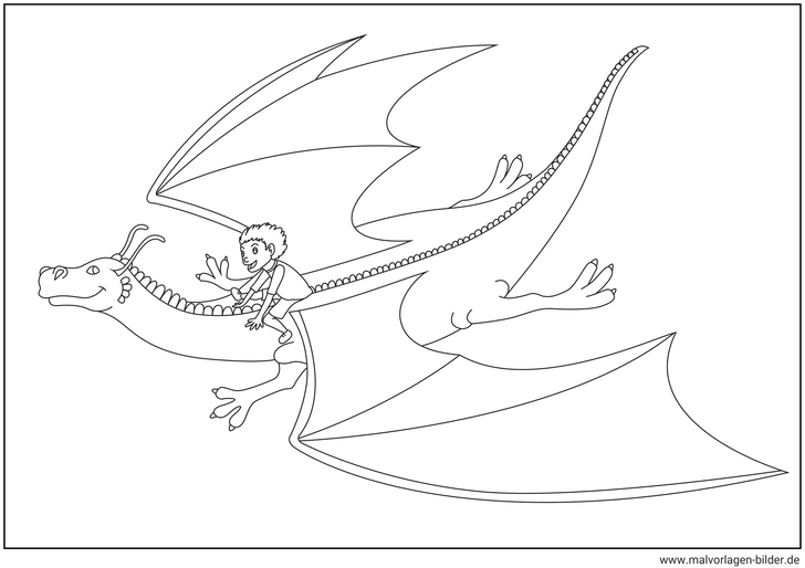 drache-fliegender-junge-ausmalvorlage