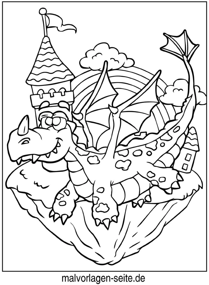 drachen-ueber-schloss-mit-regenbogen