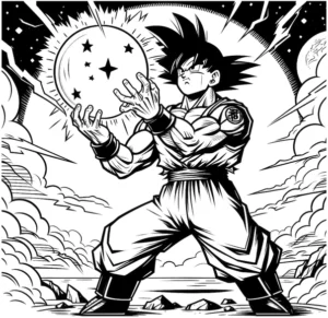 dragon-ball-held-ausmalvorlage-mit-sphaere