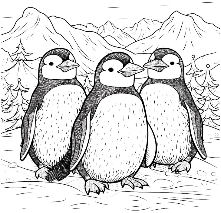 drei-pinguine-in-winterlandschaft