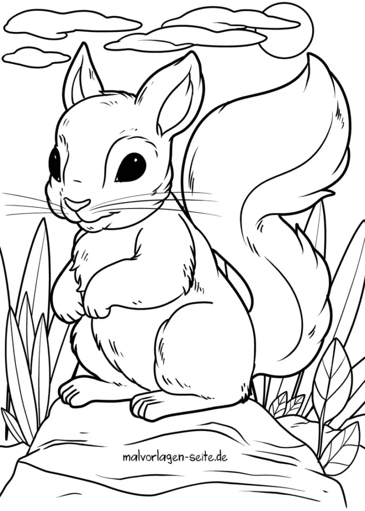 eichhoernchen-in-der-natur-ausmalvorlage