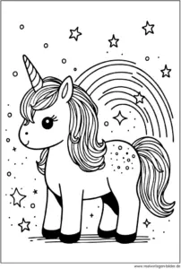 einfaches-einhorn-mit-regenbogen-und-sternen