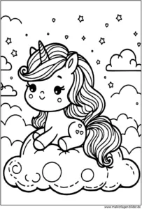 einhorn-auf-einer-wolke-malen-und-ausmalen