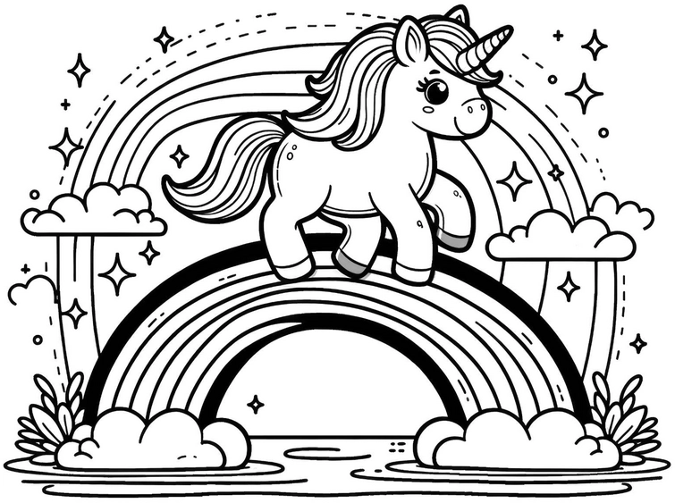einhorn-auf-regenbogen-malen