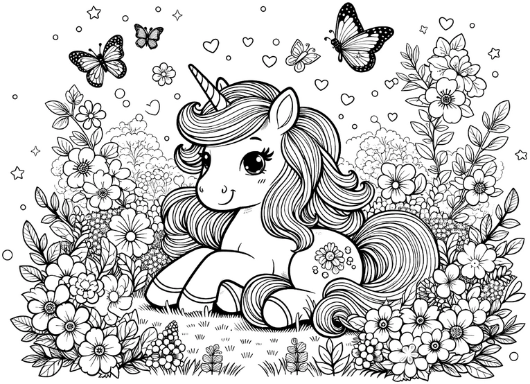 einhorn-bluetenlandschaft-malen-vorlage