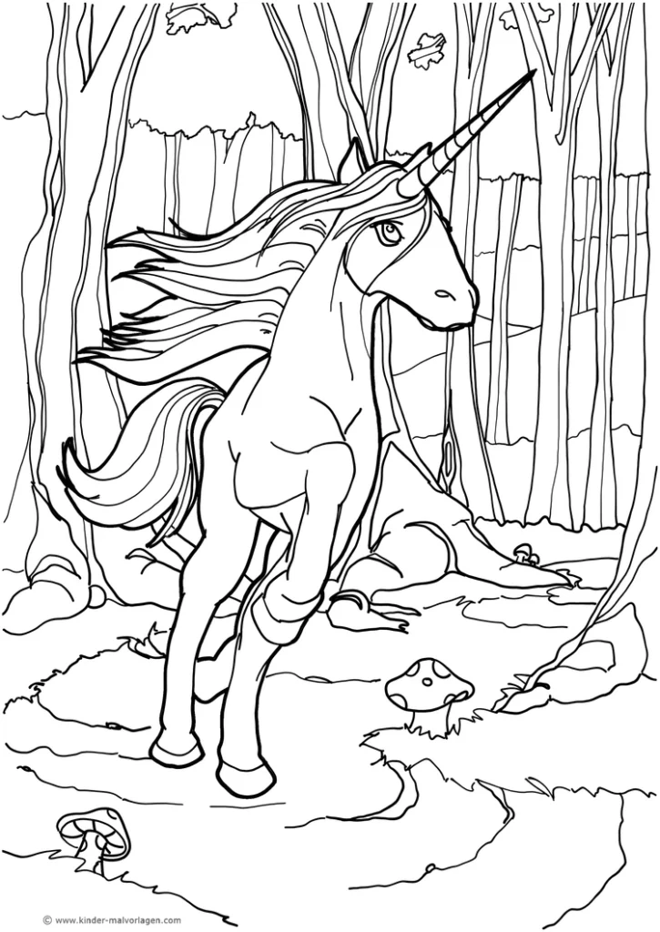 einhorn-im-wald-ausmalvorlage